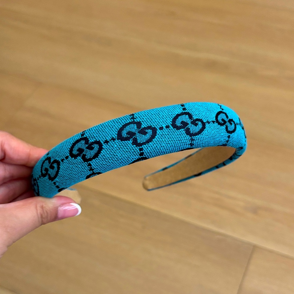 GG Blue Canvas Padded Headband 1.2” Handmade ✨